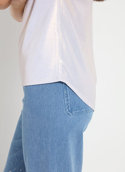 Lysse Lyssentials Metallic Jersey Top White Gold