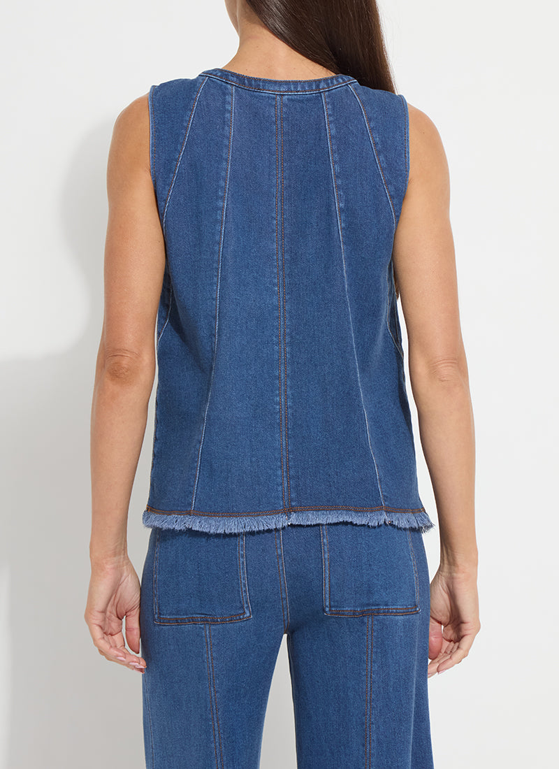 Lysse Irabella Fringed Denim Top Mid Wash