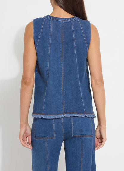 Lysse Irabella Fringed Denim Top Mid Wash