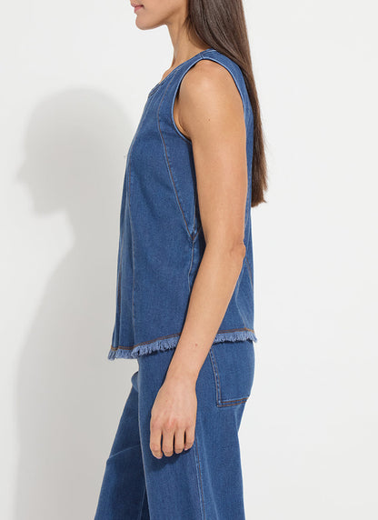 Lysse Irabella Fringed Denim Top Mid Wash