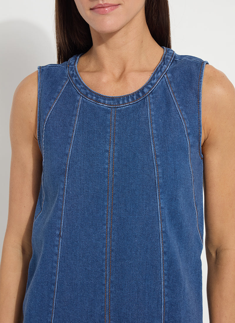 Lysse Irabella Fringed Denim Top Mid Wash
