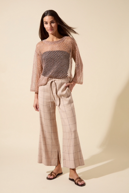 Lysse Lettie Slouchy Metallic Net Mesh Knit Sparkling Rose