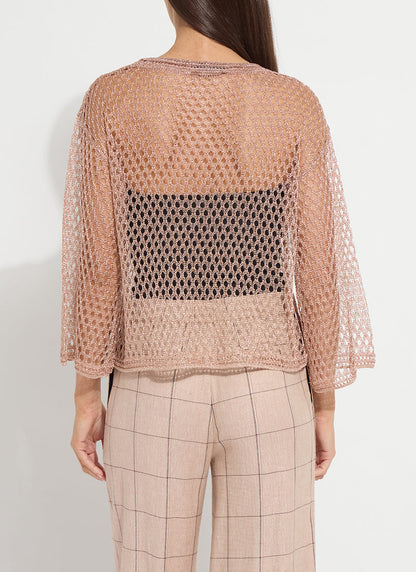 Lysse Lettie Slouchy Metallic Net Mesh Knit Sparkling Rose