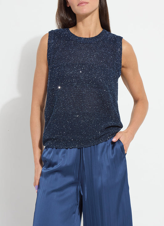 Lysse Nicola Sequined Shell Capri Blue Sequins