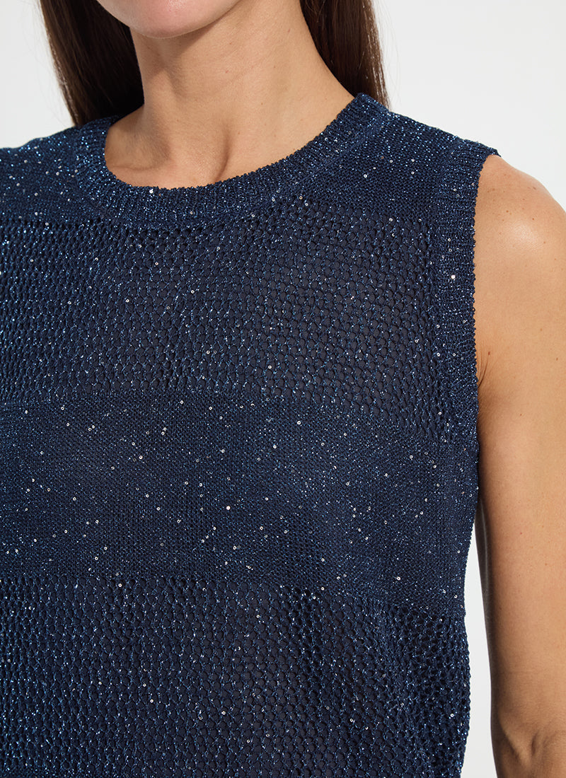 Lysse Nicola Sequined Shell Capri Blue Sequins