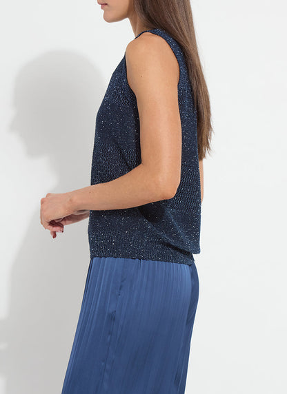 Lysse Nicola Sequined Shell Capri Blue Sequins