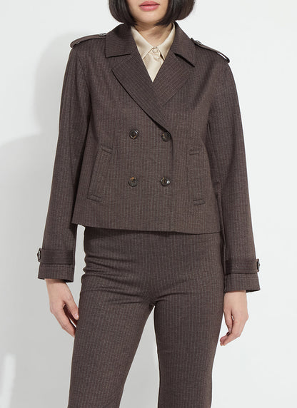 Lysse Thora Ponte Double-Breasted Crop Trench Hairline Stripe