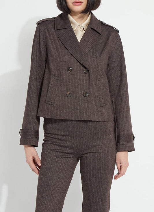 Lysse Thora Ponte Double-Breasted Crop Trench Hairline Stripe