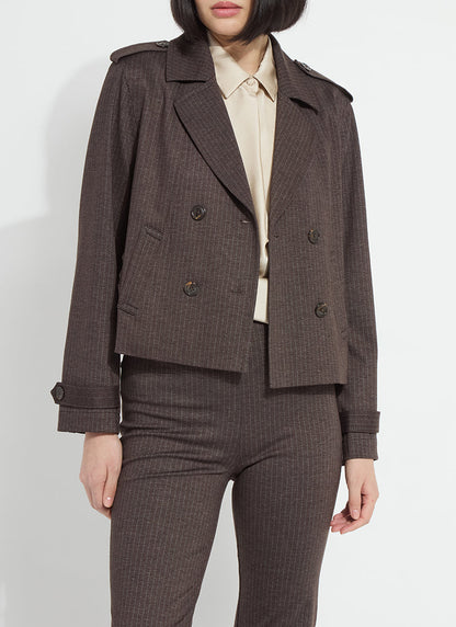 Lysse Thora Ponte Double-Breasted Crop Trench Hairline Stripe