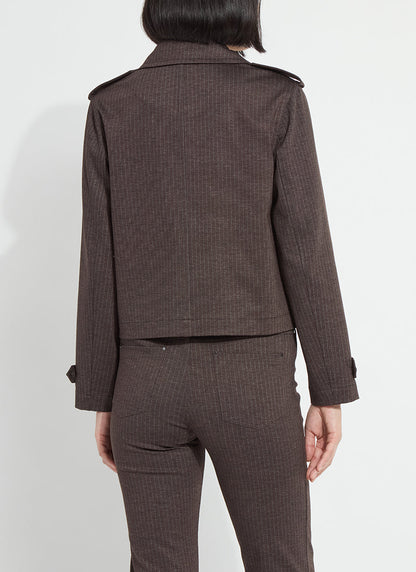 Lysse Thora Ponte Double-Breasted Crop Trench Hairline Stripe