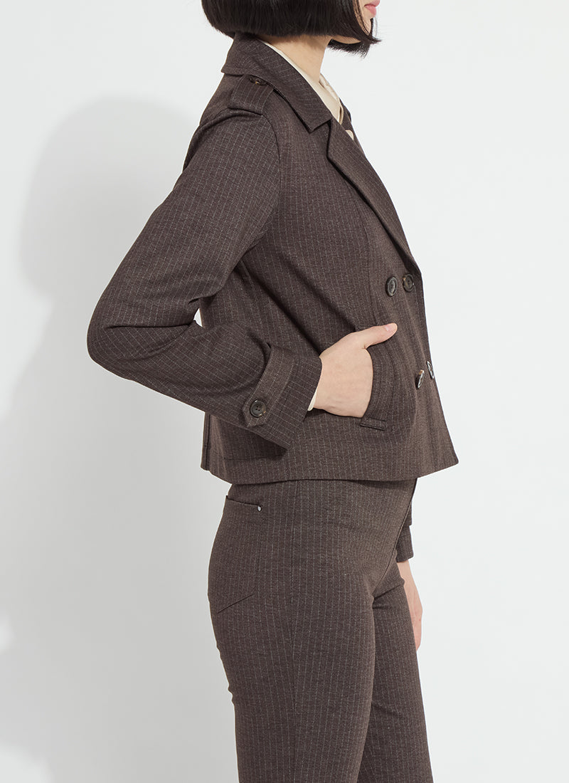 Lysse Thora Ponte Double-Breasted Crop Trench Hairline Stripe