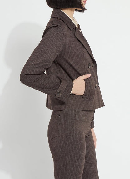 Lysse Thora Ponte Double-Breasted Crop Trench Hairline Stripe