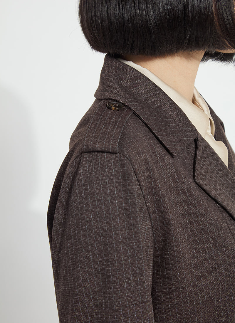 Lysse Thora Ponte Double-Breasted Crop Trench Hairline Stripe
