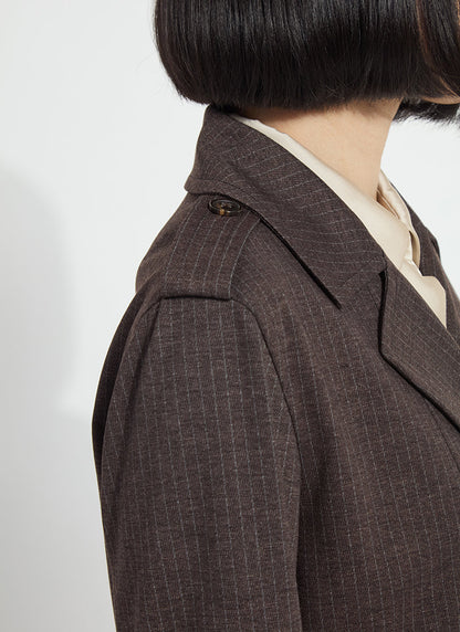Lysse Thora Ponte Double-Breasted Crop Trench Hairline Stripe