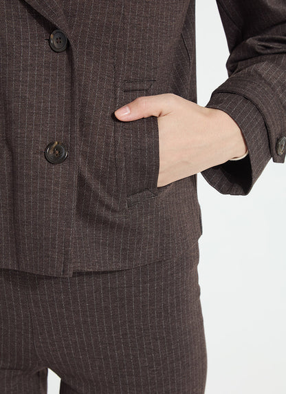 Lysse Thora Ponte Double-Breasted Crop Trench Hairline Stripe