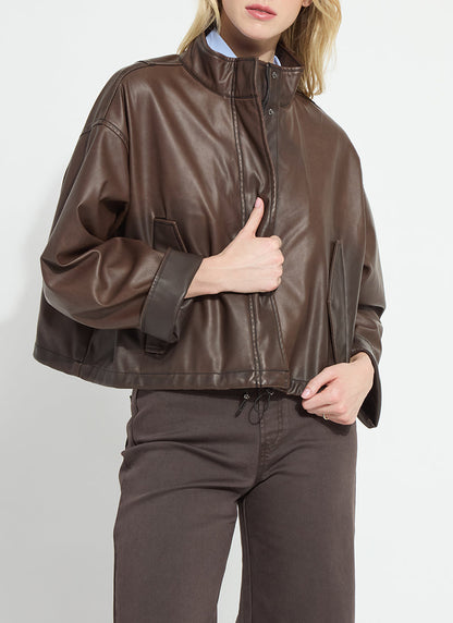 Lysse Mina Oversized Washed Vegan Leather Coat Truffle