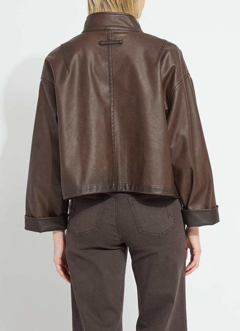 Lysse Mina Oversized Washed Vegan Leather Coat Truffle