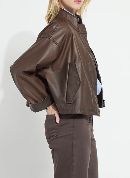 Lysse Mina Oversized Washed Vegan Leather Coat Truffle