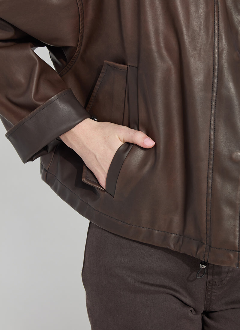 Lysse Mina Oversized Washed Vegan Leather Coat Truffle