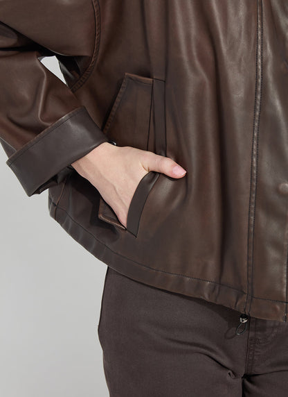 Lysse Mina Oversized Washed Vegan Leather Coat Truffle