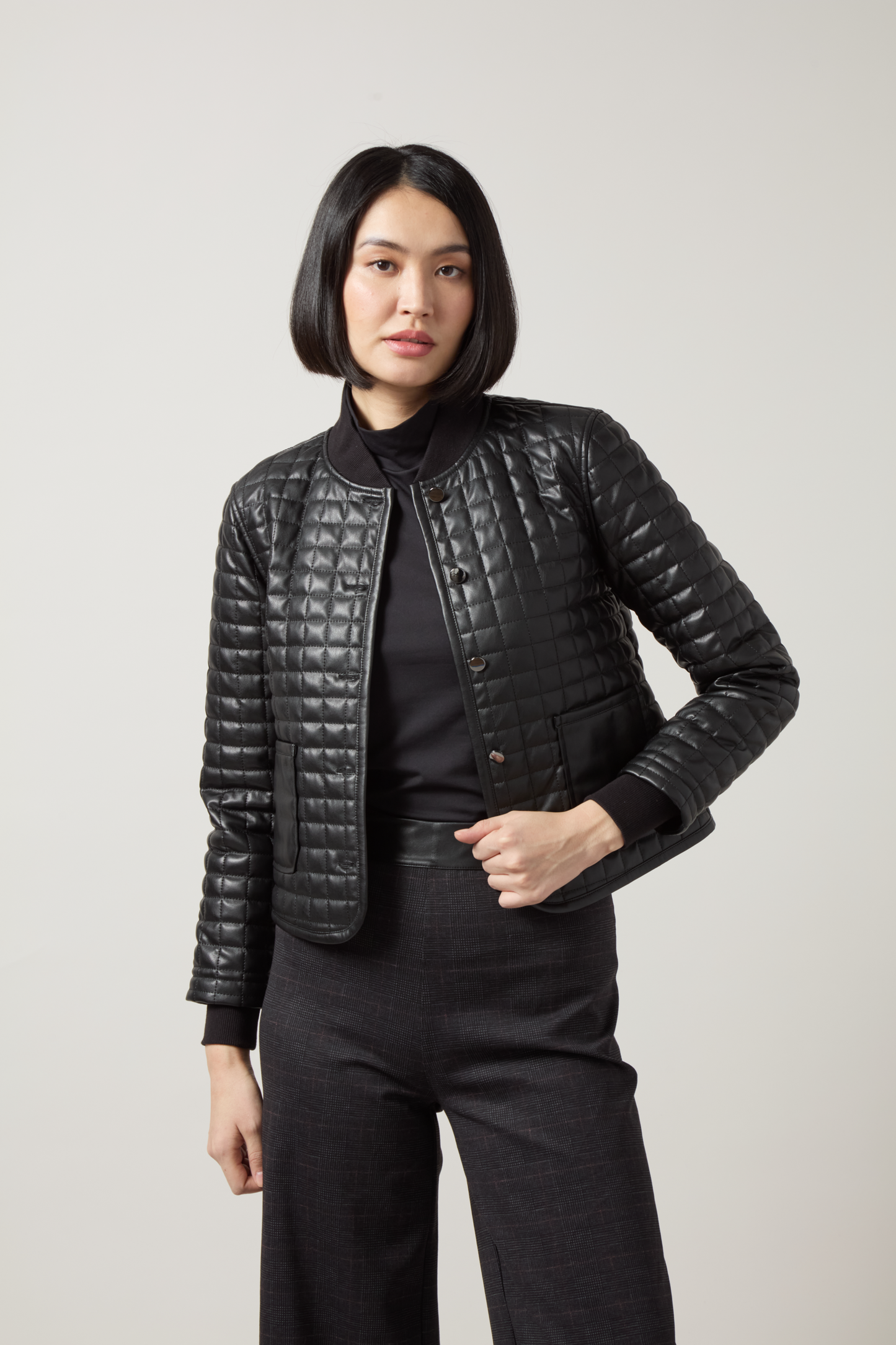 Lysse Agnes Quilted Vegan Leather Jacket Black