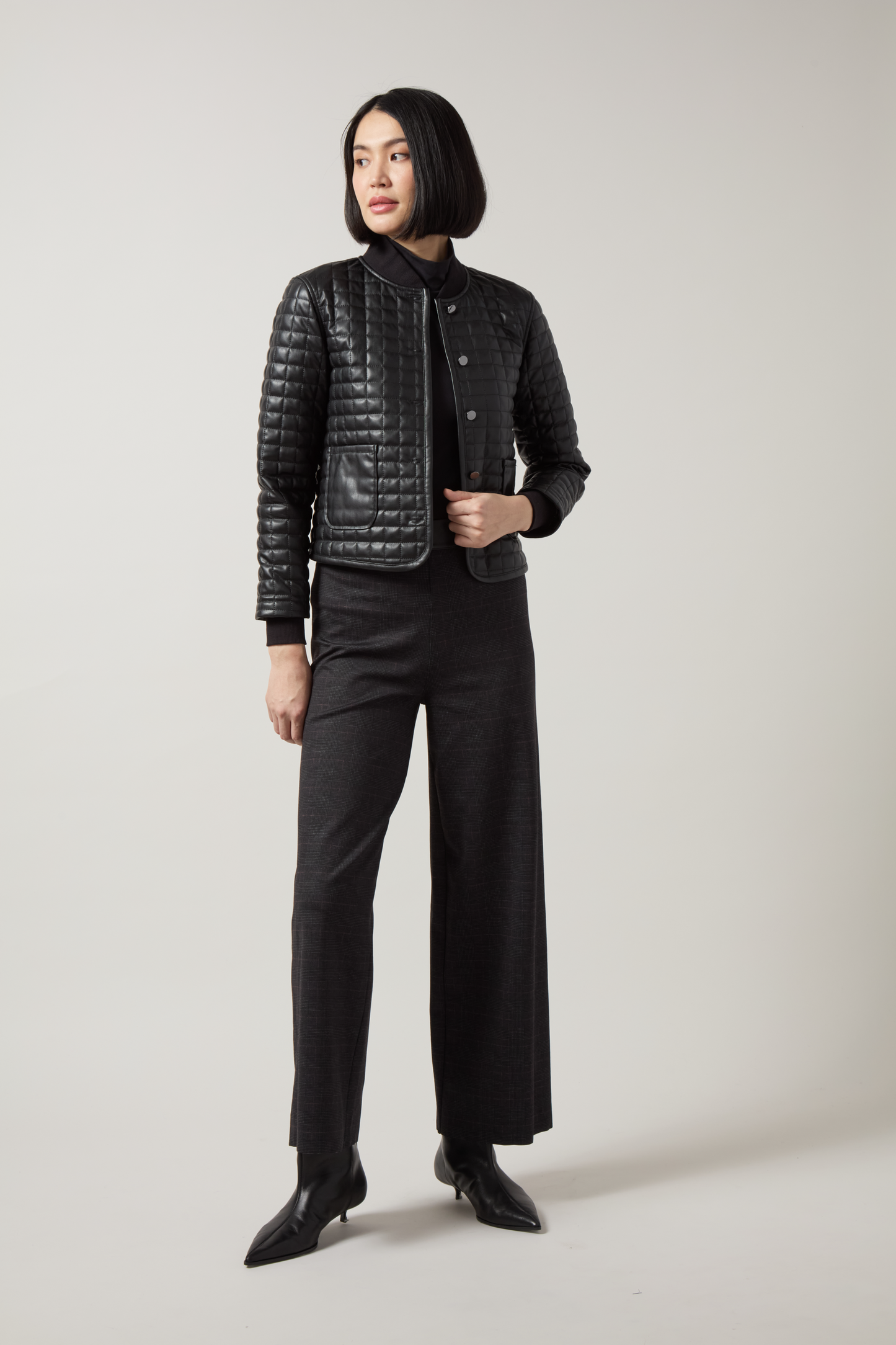 Lysse Agnes Quilted Vegan Leather Jacket Black