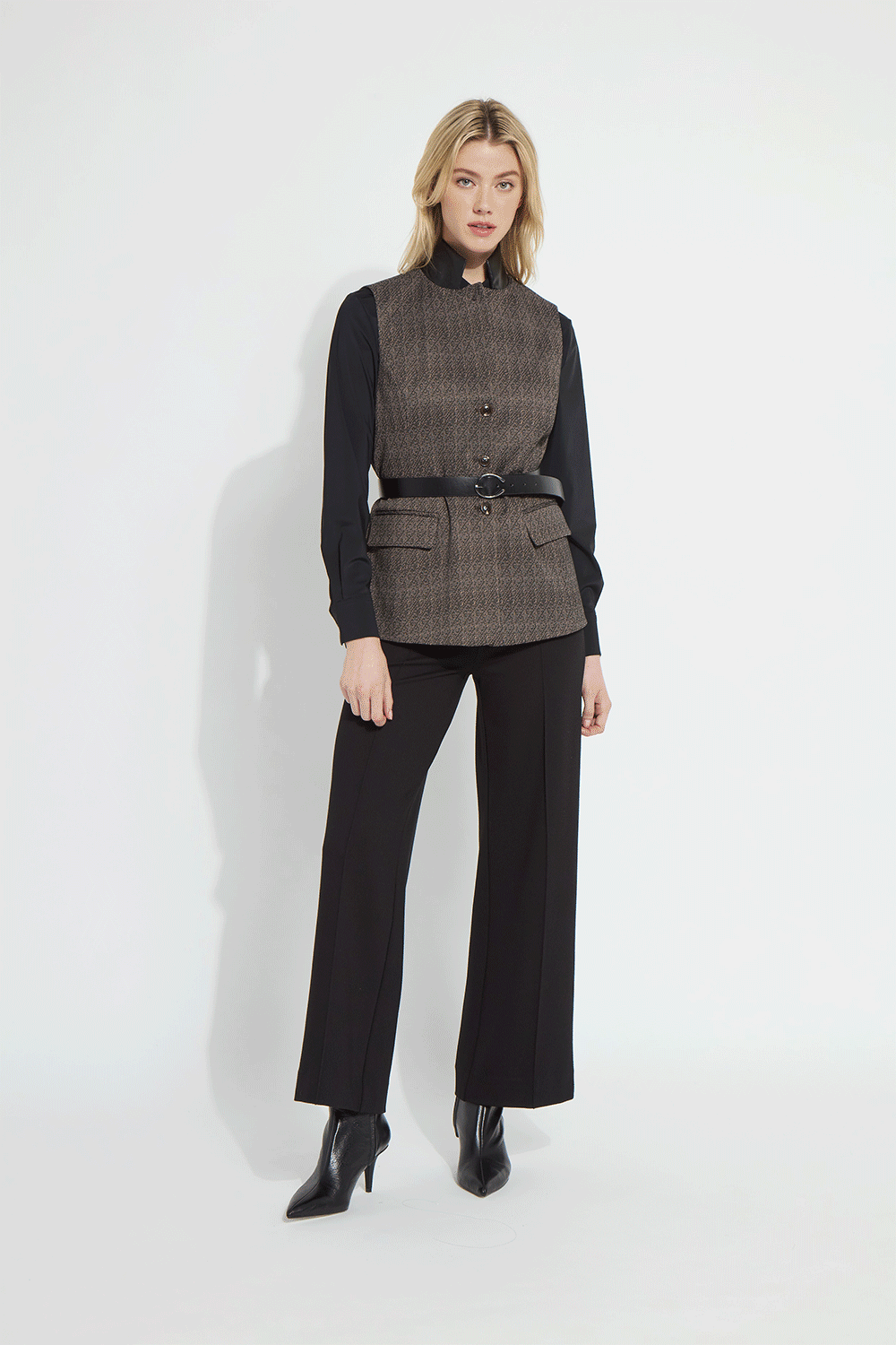 Lysse Frankie Sleeveless Blazer Speckled Salt and Pepper