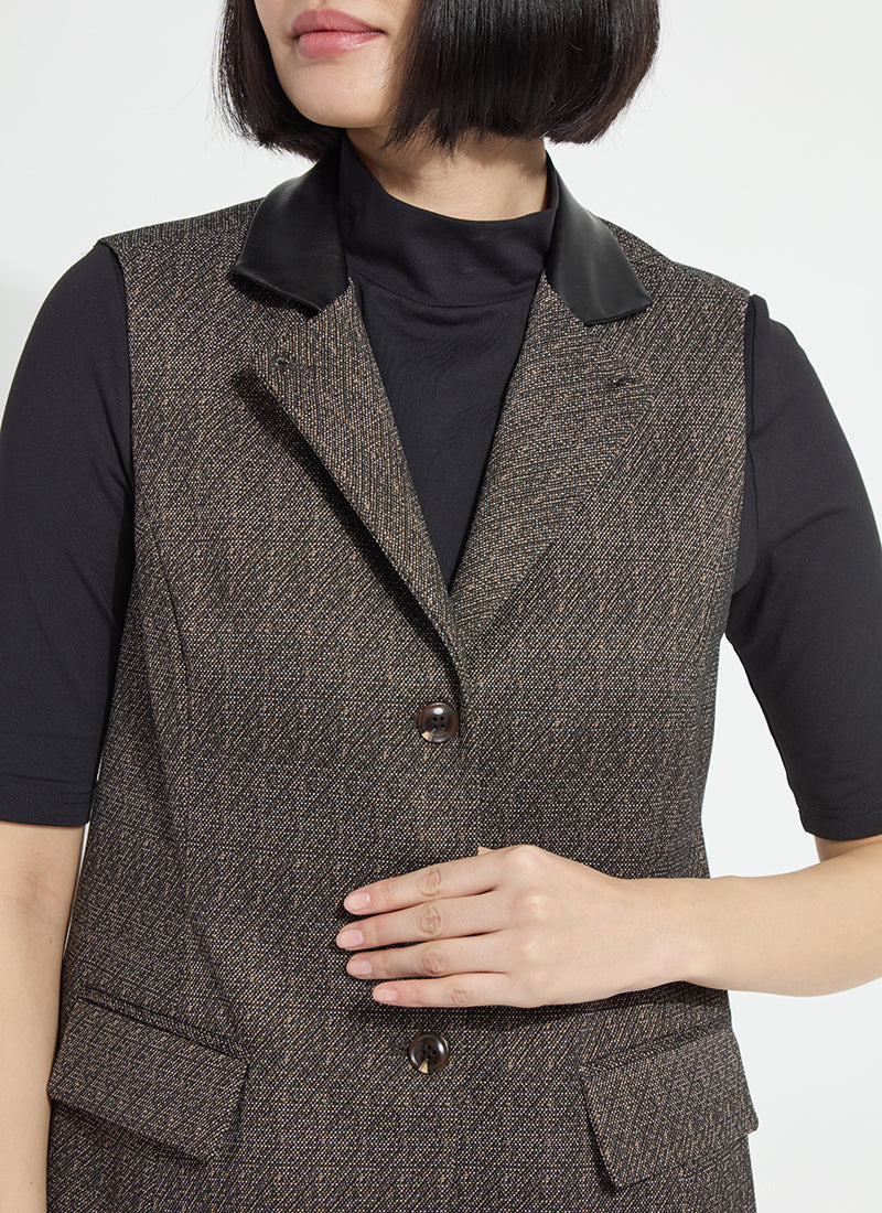 Lysse Frankie Sleeveless Blazer Speckled Salt and Pepper