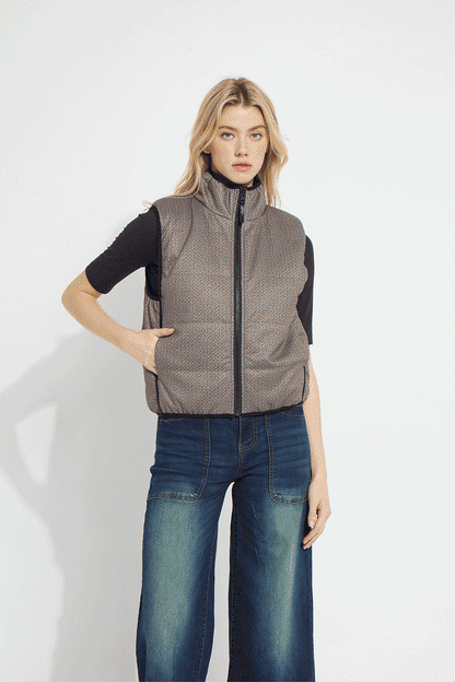 Lysse Rowyn Reversible Sleeveless Puffer Vest Donegal Tweed