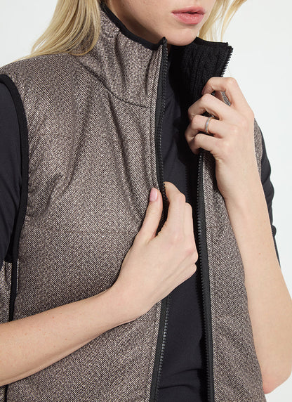 Lysse Rowyn Reversible Sleeveless Puffer Vest Donegal Tweed