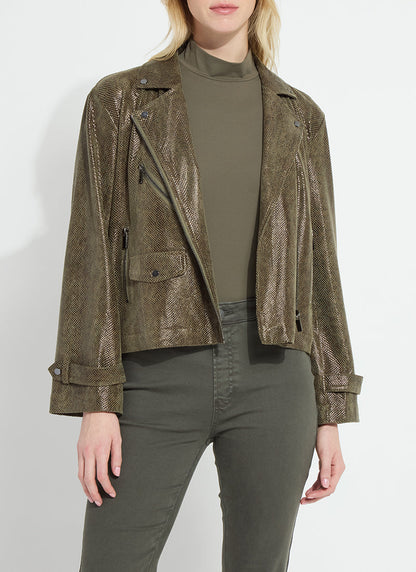Lysse Emory Vegan Suede Moto Jacket Woodland Snake