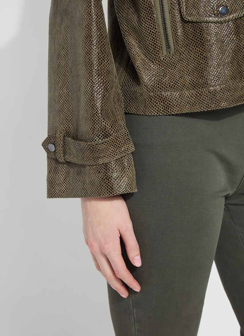 Lysse Emory Vegan Suede Moto Jacket Woodland Snake
