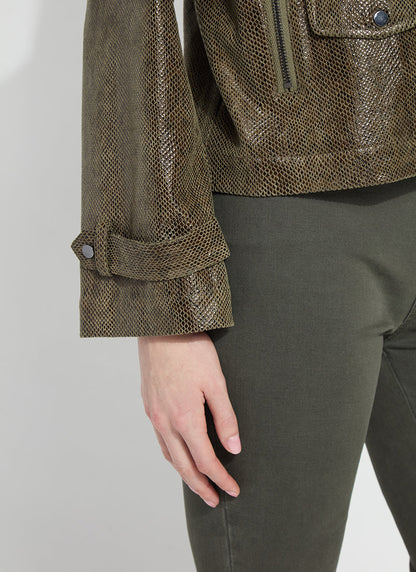 Lysse Emory Vegan Suede Moto Jacket Woodland Snake