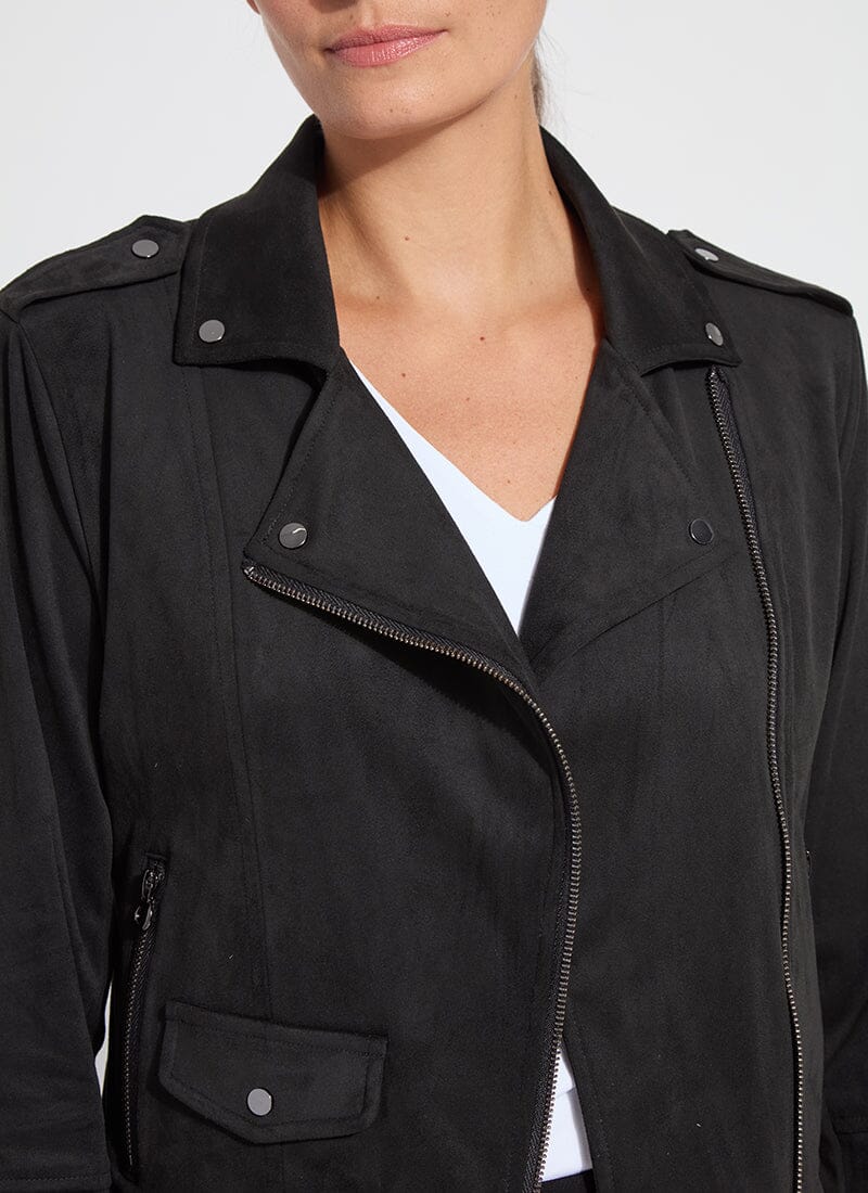 Lysse Amelia Moto Vegan Suede Jacket Black