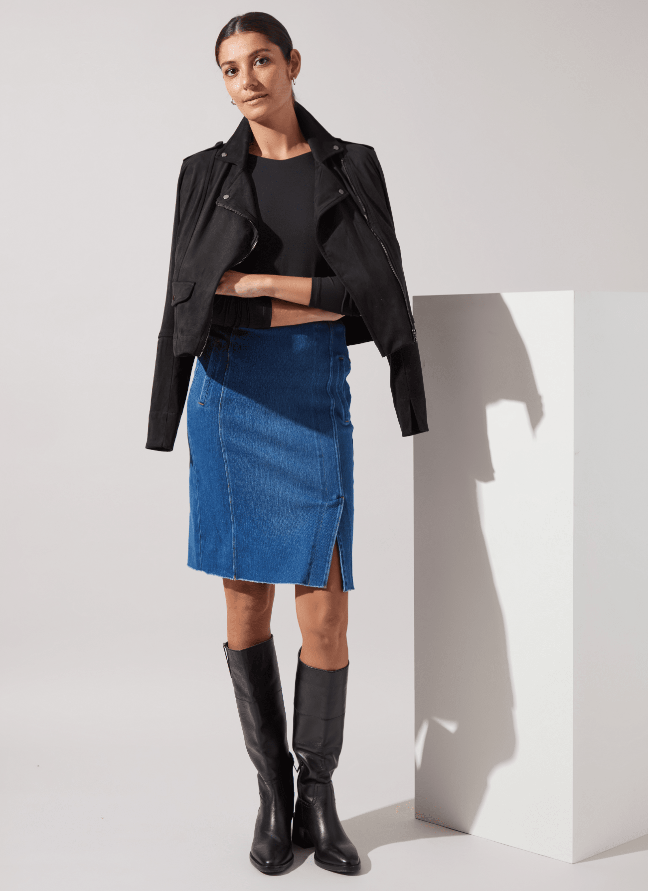 Lysse Amelia Moto Vegan Suede Jacket Black