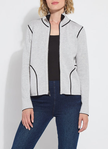 Lysse REVERSIBLE Cashmere Zip Up Cardigan Black/Pearl Grey Melange
