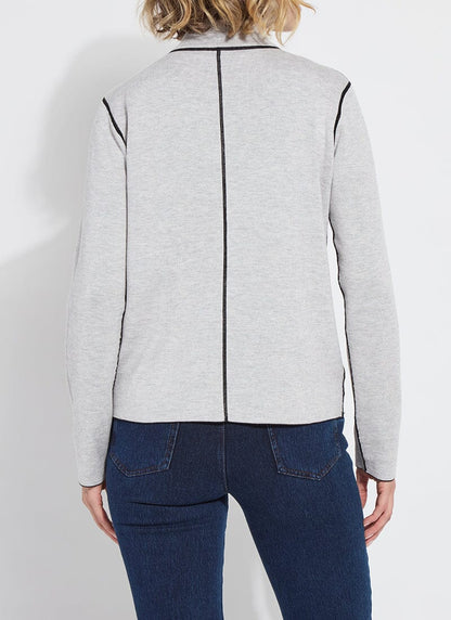 Lysse REVERSIBLE Cashmere Zip Up Cardigan Black/Pearl Grey Melange