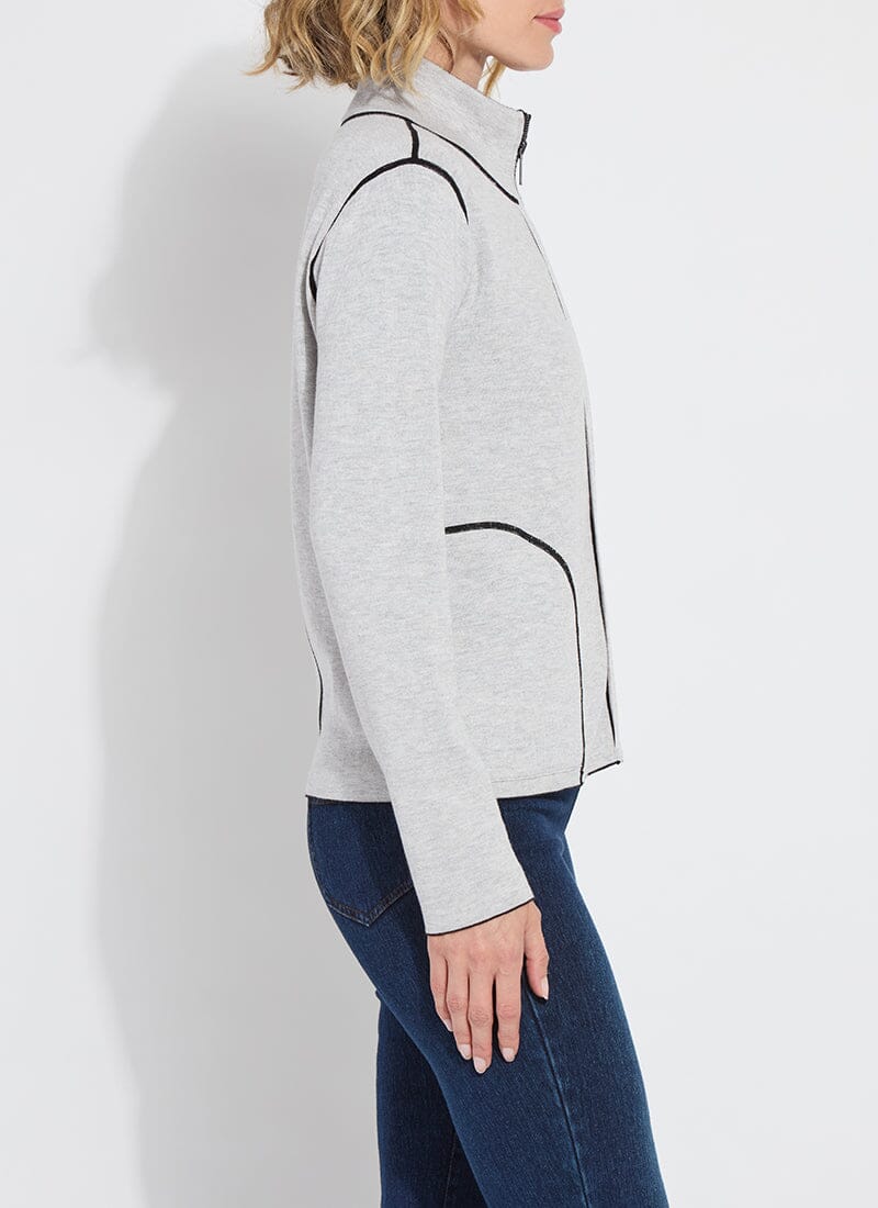 Lysse REVERSIBLE Cashmere Zip Up Cardigan Black/Pearl Grey Melange