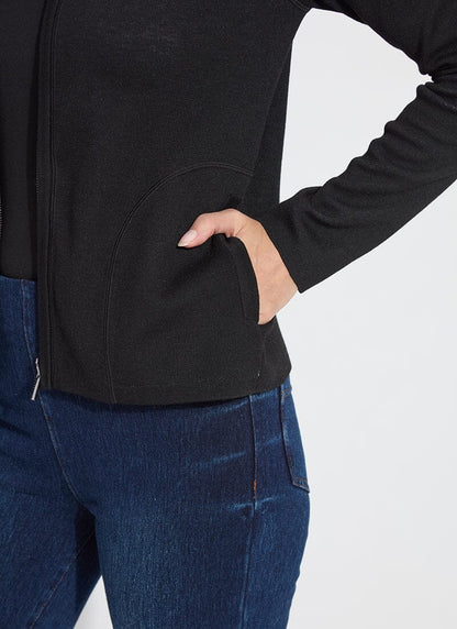 Lysse REVERSIBLE Cashmere Zip Up Cardigan Black/Pearl Grey Melange