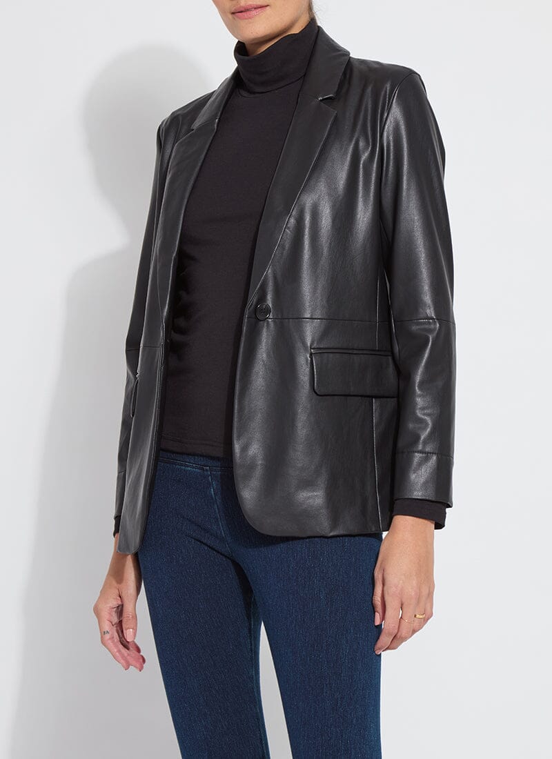 Lysse Versatile Vegan Leather Blazer Black