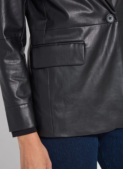 Lysse Versatile Vegan Leather Blazer Black