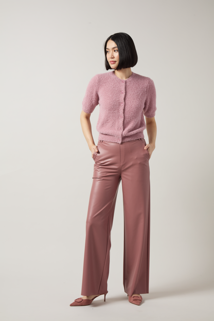 Lysse Ada Pull On Transeasonal Vegan Leather Trouser Antique Rose