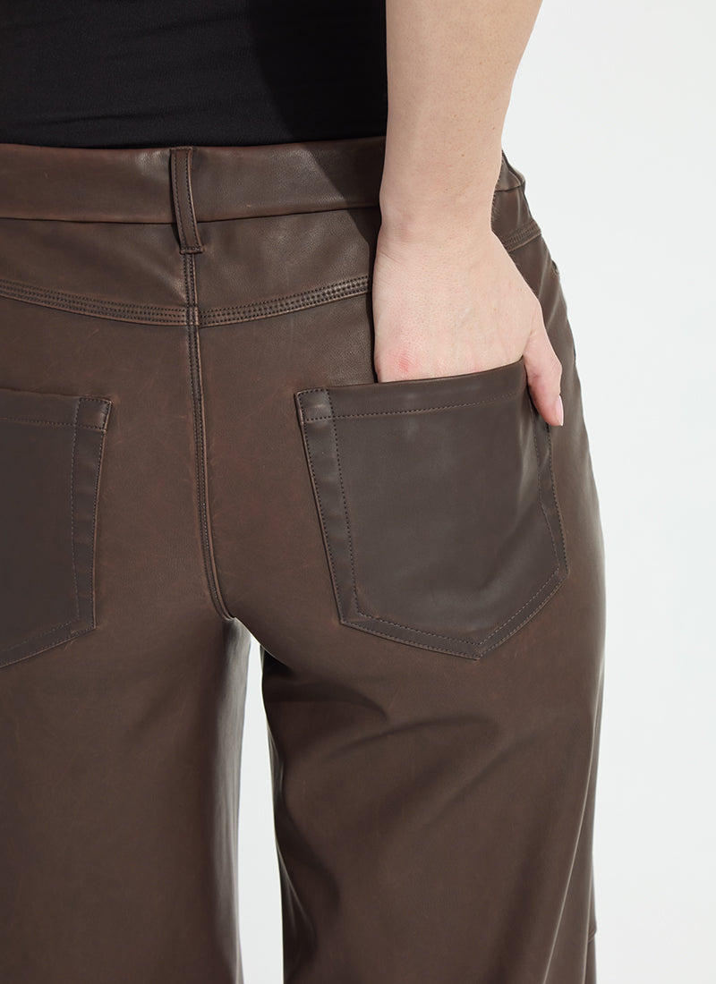 Lysse Cortina Hi Waist Wide Leg Vegan Leather (30" Inseam) Truffle