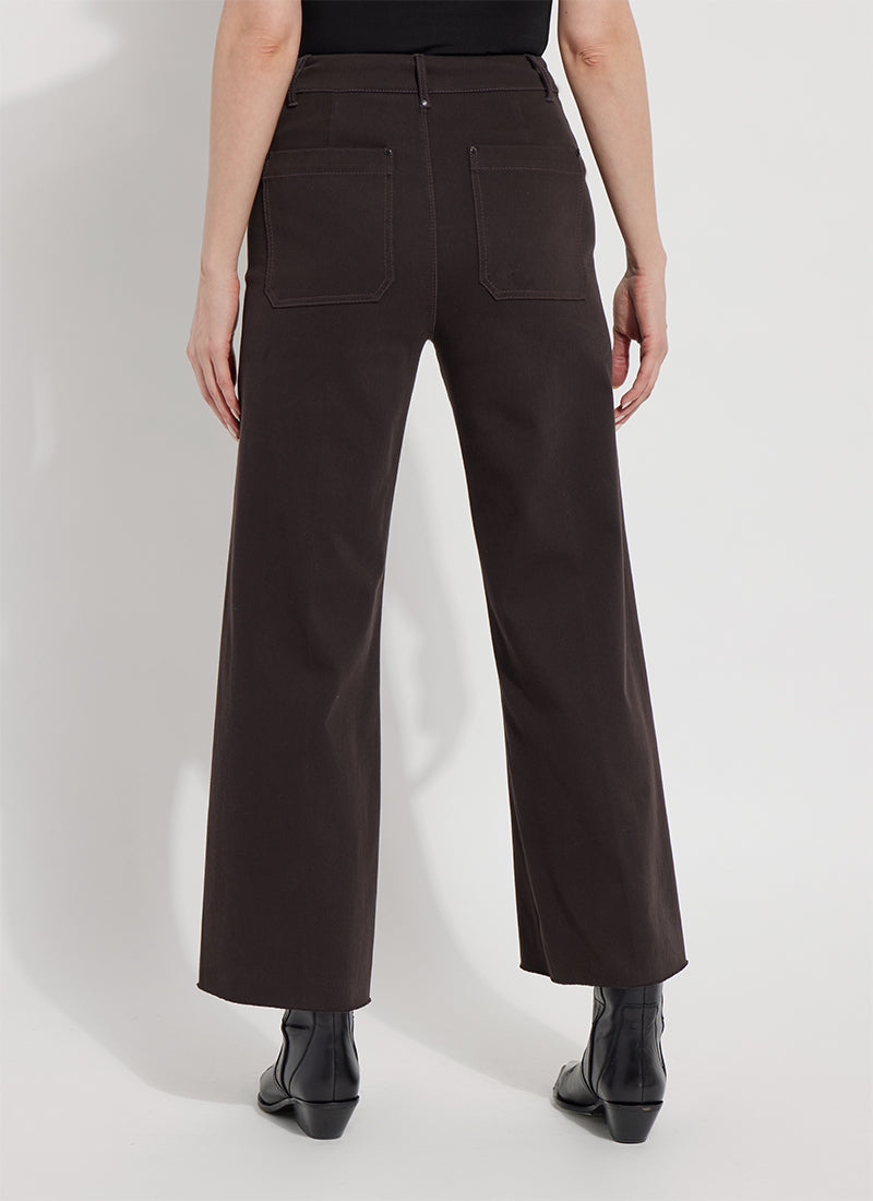 Lysse Erin Hi Waist Wide Leg Denim (28" Inseam) Antique Wash Smoked Green