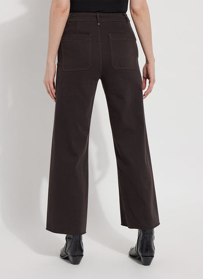 Lysse Erin Hi Waist Wide Leg Denim (28" Inseam) Antique Wash Smoked Green
