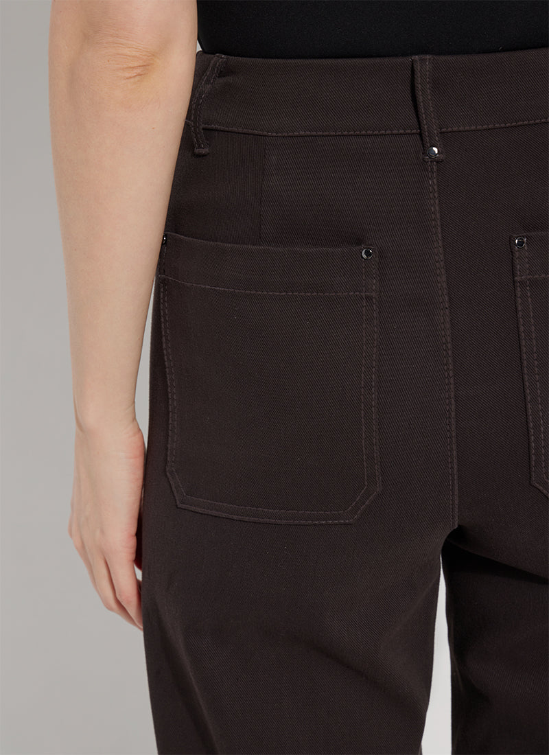 Lysse Erin Hi Waist Wide Leg Denim (28" Inseam) Antique Wash Smoked Green