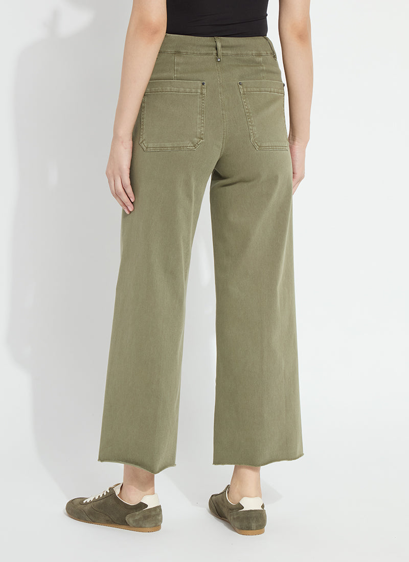 Lysse Erin Hi Waist Wide Leg Denim (28" Inseam) Antique Wash Smoked Green