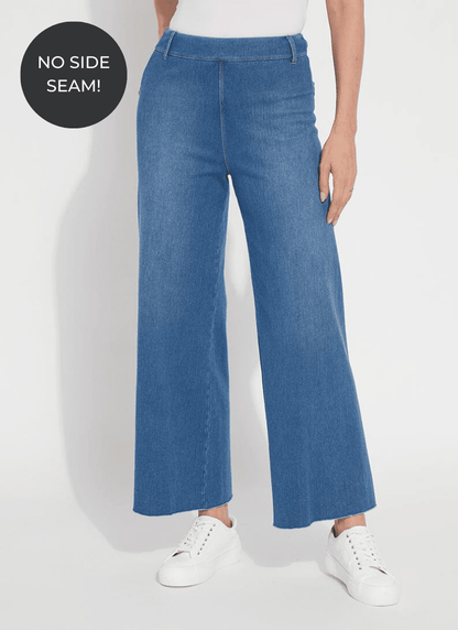 Lysse Erin Hi Waist Wide Leg Denim (28" Inseam) Antique Wash Smoked Green