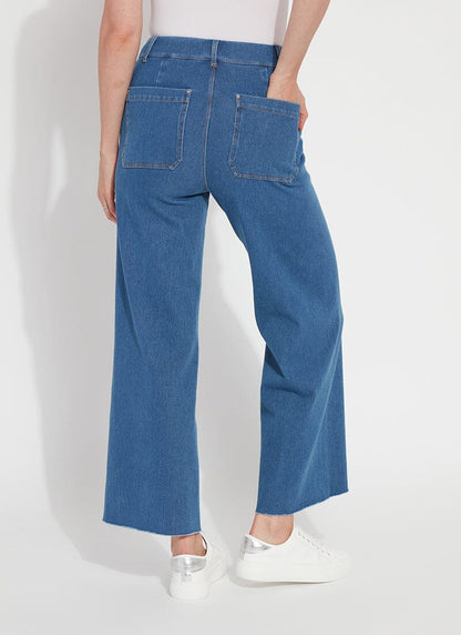 Lysse Erin Hi Waist Wide Leg Denim (28" Inseam) Antique Wash Smoked Green