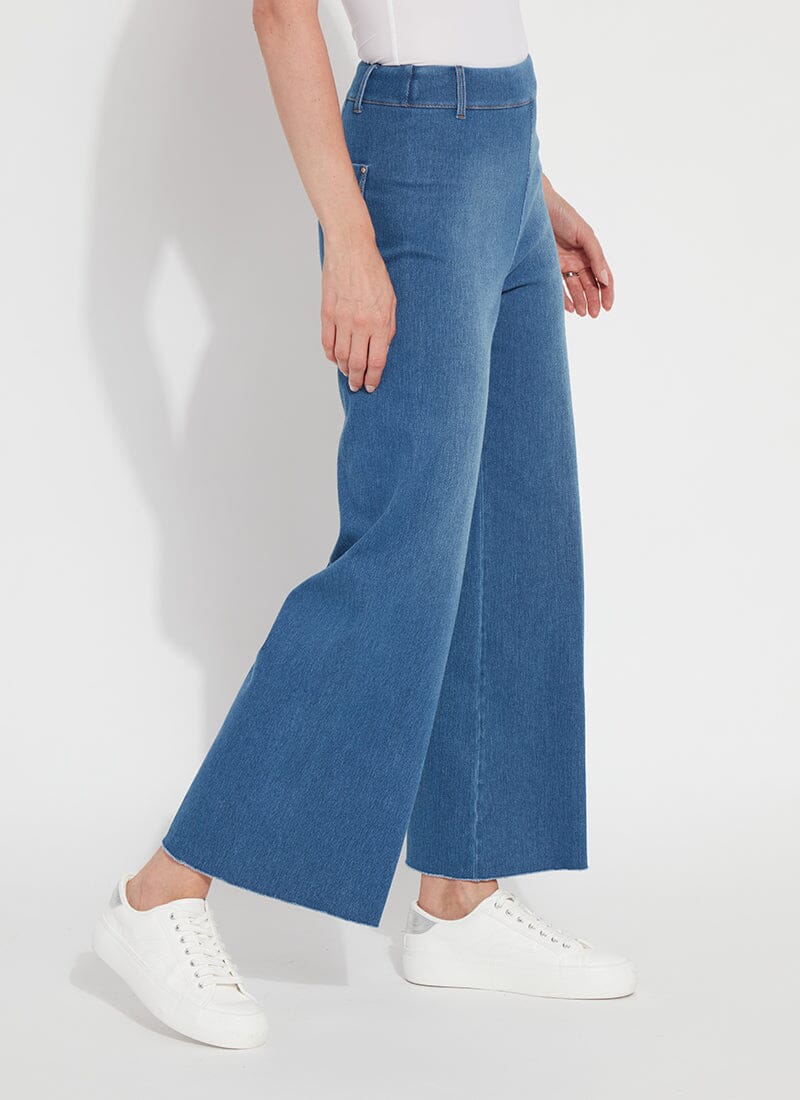 Lysse Erin Hi Waist Wide Leg Denim (28" Inseam) Antique Wash Smoked Green